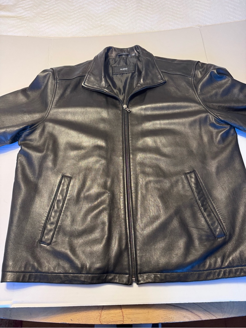 Alfani Black Leather Bomber Jacket